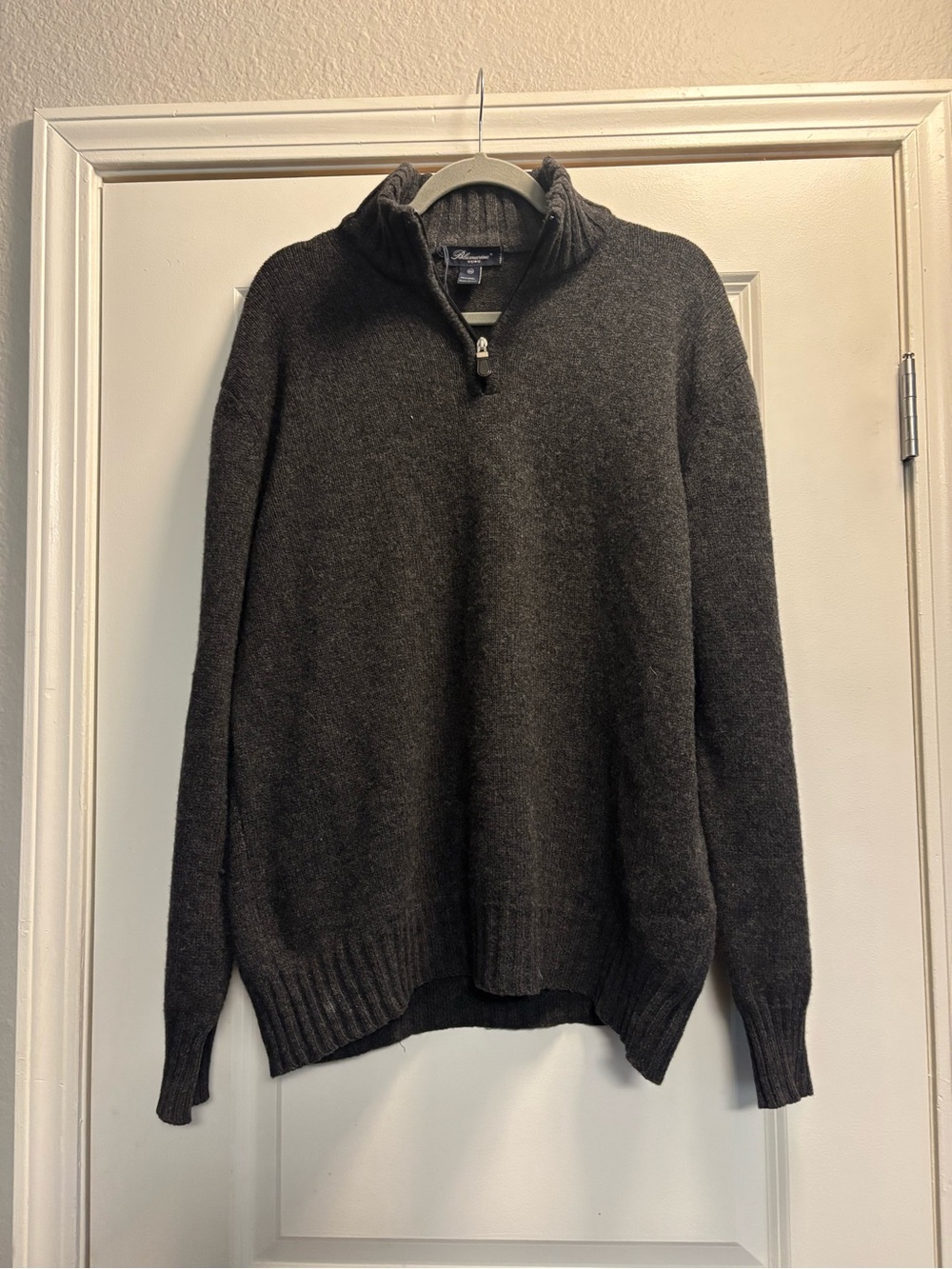 Blumarine Uomo Italy 100% Wool Men's Charcoal Half-Zip Sweater Size XL